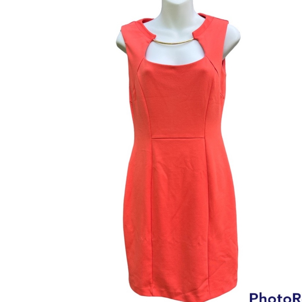 Jennifer Lopez sleeveless sheath dress in coral size 2 Pageant interview